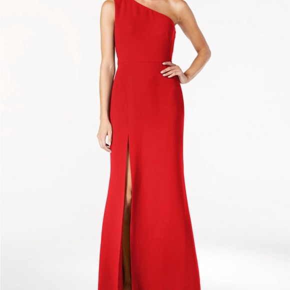 Calvin Klein | Dresses | Calvin Klein Red Asymmetrical Oneshoulder Gown |  Poshmark